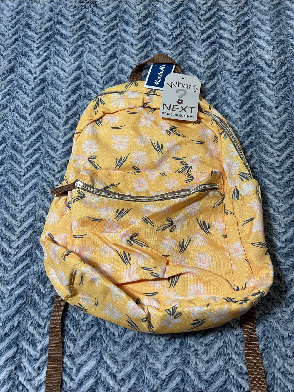 WHAT’S NEXT Kids Yellow Floral Backpack with Front Zip Pocket